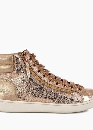 Высокие кеды кожаные ugg metallic rose gold eur 38.5 us 8, 53 фото