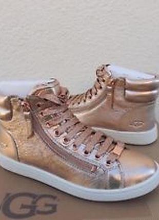 Высокие кеды кожаные ugg metallic rose gold eur 38.5 us 8, 54 фото