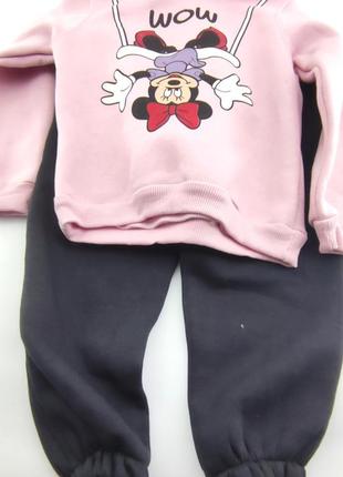Спортивный костюм детский турция 3, 4, 5 лет для девочки трикотажный розовый (кдм89)2 фото