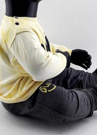 Спортивний костюм 9, 12, 18 місяців туреччина трикотажний для новонародженого хлопчика жовтий3 фото