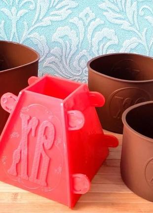 Великодній набір силіконових форм для випікання пасхи 3 шт. + форма для сирної пасхи  ⁇  форми для пасхи  ⁇