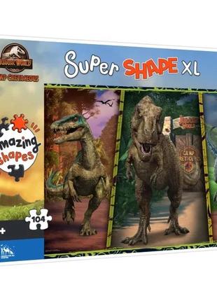 Пазли на картоне "супер форми" - "мир динозавров" 5-7 років, 104 елм. xl, тм "trefl" польша (50020)1 фото