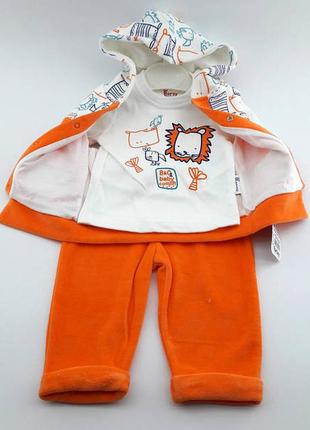 Спортивний костюм 6, 9, 12 місяців трикотажний для новонародженого хлопчика помаранчевий2 фото