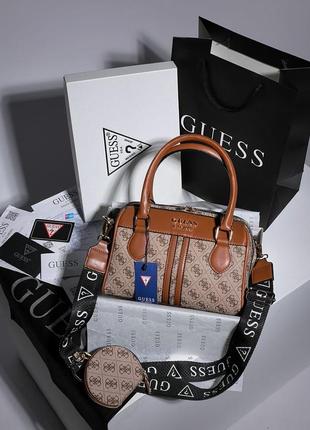 Жіноча середня коричнева сумка з ручками guess 🆕 містка сумка6 фото