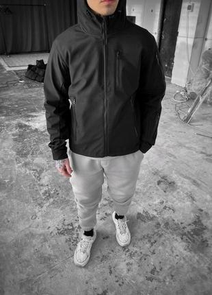 Мужская куртка из soft shell с капюшоном хаки весенняя осенняя | ветровка водонепроницаемая демисезонная7 фото