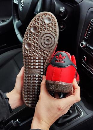 Мужские кроссовки adidas samba красные кожаные адидас самба весенние осенние9 фото