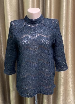 Мереживна чорна блузка f&f розмір m