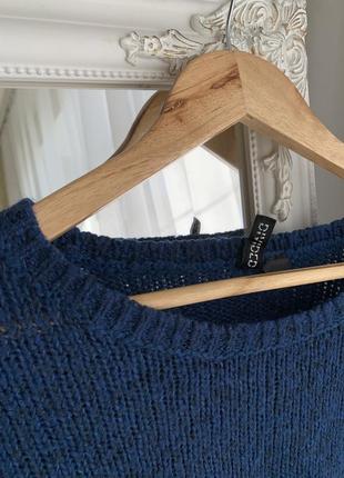 Кофта свитер синий цвет укороченный шерстяной9 фото