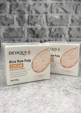 Крем для обличчя з екстрактом рису та гіалуроновою кислотою bioaqua rice raw pulp cream 50гр