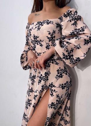 Квіткова сукня міді зі шнурівкою на спинці8 фото
