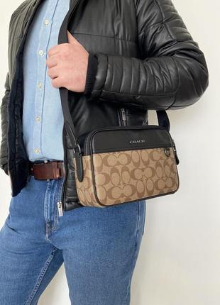 Мужская брендовая кожаная сумочка coach graham crossbody сумка кроссбоди оригинал кожа коач коуч на подарок мужу подарок парню1 фото