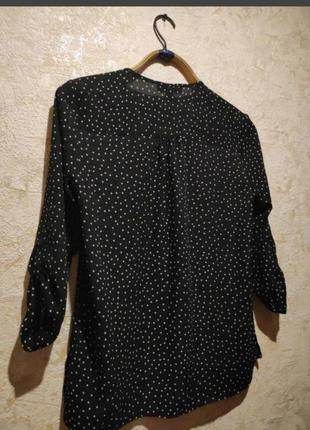 Черная блузка, блузка в горошек, стильная елегантная блузка3 фото