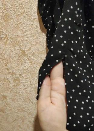 Черная блузка, блузка в горошек, стильная елегантная блузка5 фото