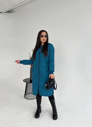 Женская демисезонная длинная куртка плащ 4 цвета3 фото