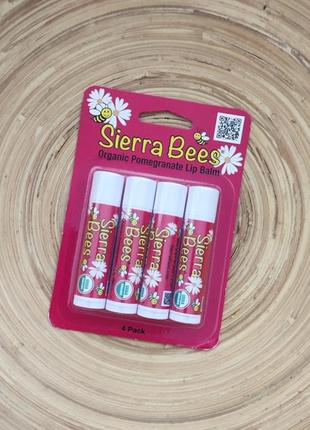 Sierra bees набір органічних бальзамів для губ, гранат, 4 шт. в упаковці, по 4,25 г1 фото