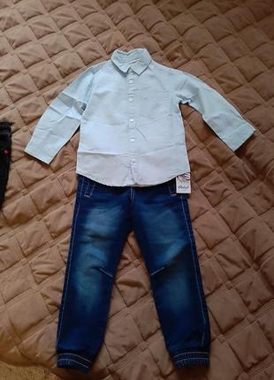 Комплект джинсы+рубашка на 4-5 лет (набор)5 фото