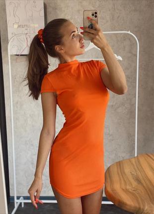 Платье в рубчик + резинка для волос в комплекте1 фото