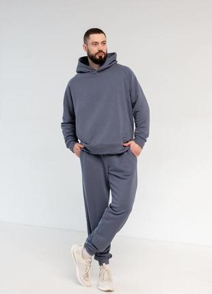 Чоловічий однотонний спортивний костюм тринитка s m l xl xxl (46 48 50 52 54) джинс не кошлатиться