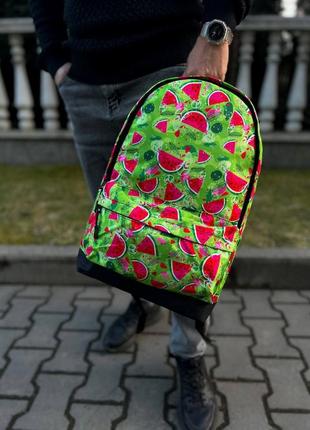 Крутый рюкзак зеленый с арбузами женский / мужской / детский3 фото