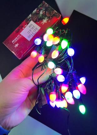 Гірлянда rd-7101 матова кулька 28led 5м (флеш) 10мм rgb провід чорна, колір ламп-мікс краща ціна