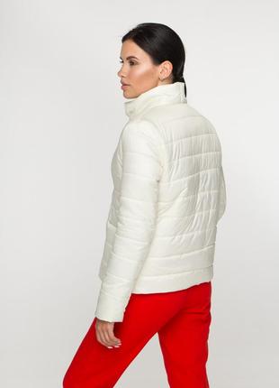 Стеганая короткая молочная куртка с отложным воротником, больших размеров от 44 до 585 фото