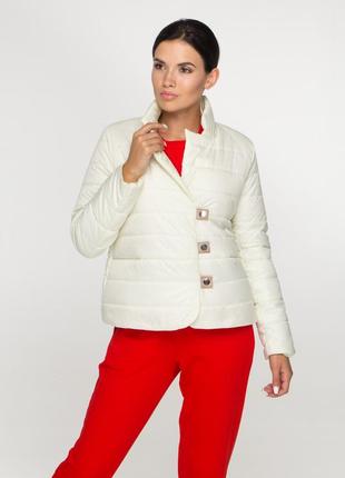 Стеганая короткая молочная куртка с отложным воротником, больших размеров от 44 до 586 фото