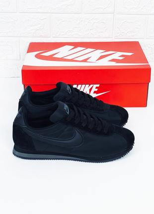 Кросівки чоловічі nike cortez nylon all black кроссовки мужские найк кортез черные1 фото