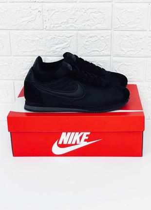 Кросівки чоловічі nike cortez nylon all black кроссовки мужские найк кортез черные2 фото