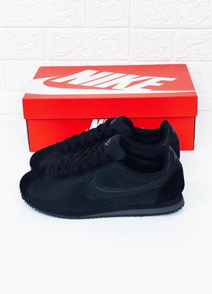Nike cortez кроссовки весенние мужские черные4 фото