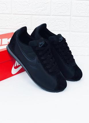 Кросівки чоловічі nike cortez nylon all black кроссовки мужские найк кортез черные7 фото