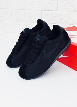 Nike cortez кроссовки весенние мужские черные9 фото