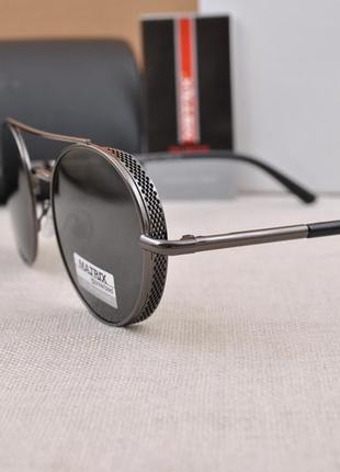 Фирменные солнцезащитные круглые мужские очки matrix polarized mt84363 фото