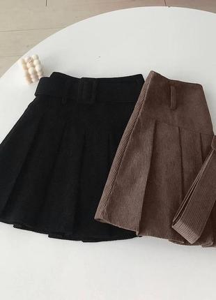 Стильная юбка вельветовая черная / оранжевая / коричневая3 фото