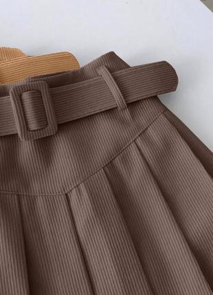 Стильная юбка вельветовая черная / оранжевая / коричневая2 фото