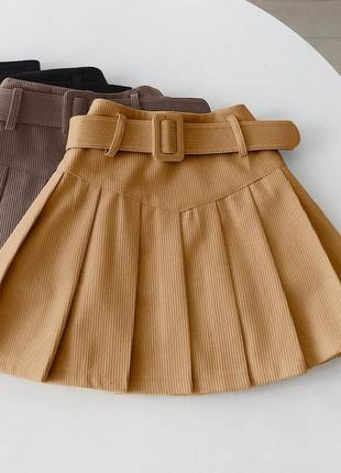 Стильная юбка вельветовая черная / оранжевая / коричневая5 фото
