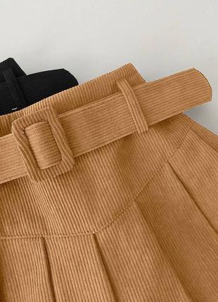 Стильная юбка вельветовая черная / оранжевая / коричневая4 фото