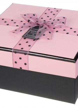 Подарочные коробочки рожеві із бантиком, розмір.l: 26*21*10.5 cм (комплект 3 шт)3 фото