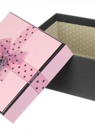Подарочные коробочки рожеві із бантиком, розмір.l: 26*21*10.5 cм (комплект 3 шт)2 фото