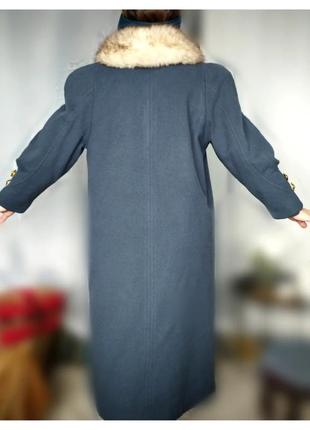 Вінтажне вовняне пальто з комірцем із хутра10 фото