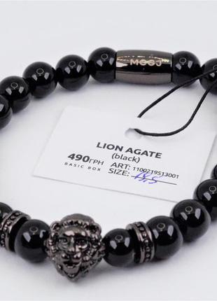 Браслет lion agate з натурального чорного агату "mc gregor" арт. 00536