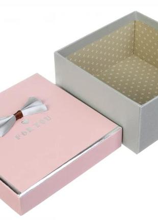 Подарункові коробки квадратні рожеві з бантом (комплект 3 шт), розм.l: 22*22*10 cм2 фото