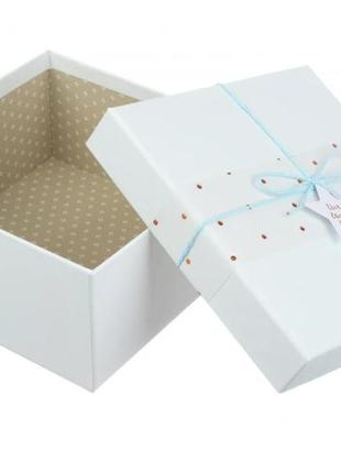 Подарункові коробки квадратні блакитні (комплект 3 шт), розм.l: 22*22*10 cм2 фото