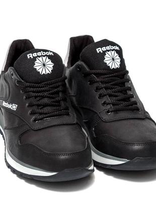 Мужские кожаные кроссовки reebok classic leather black