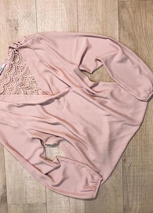 Шикарная розовая блуза с ажурной спинкой "george"1 фото