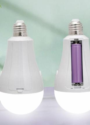 Автономна led лампа е27 з акумулятором 10w, лампочка з акумулятором, аварійна цокольна лампа