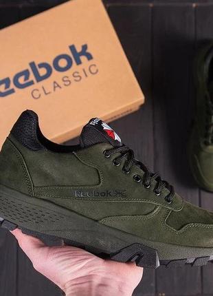 Мужские кожаные кроссовки reebok green