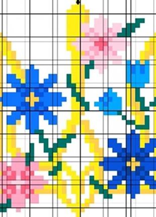 Алмазна вышивка. картинка-наклейка герб в квітах, 11х15см