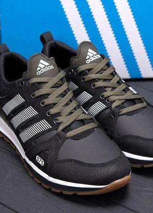 Мужские кожаные кроссовки adidas a19 green star