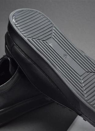 Мужские стильные спортивные туфли кожаные кеды черные tsevo 52064 фото