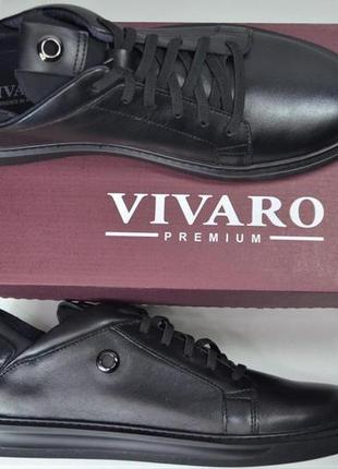 Мужские кожаные спортивные туфли великаны черные vivaro 80663 фото